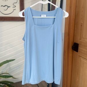 Akris Punto Square Neckline Light Blue Tank Top